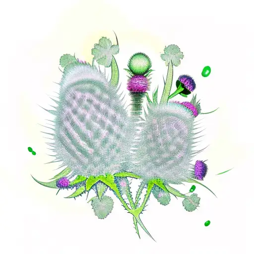 Thistle And Shamrock Next To Eachother