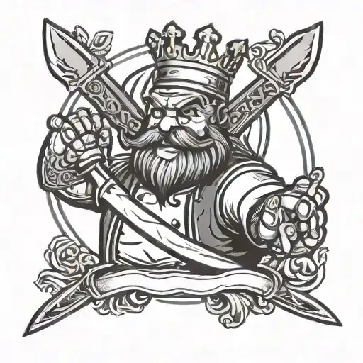 Loin Wearing A Crown And Chef Coat Holding A Knife