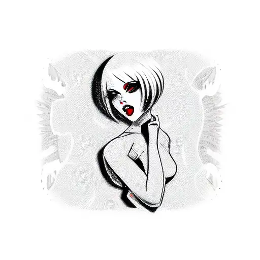 Emo Pinup Girl With A Box Cutter