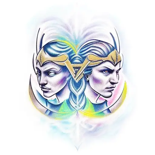 Made A Tattoo On The Astrological Sign Gemini Representing Also The Angel And Demon Side