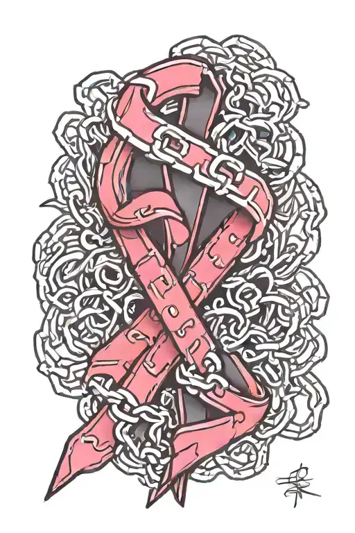 Cancer Ribbon Made Out Of A Motorcycle Chain