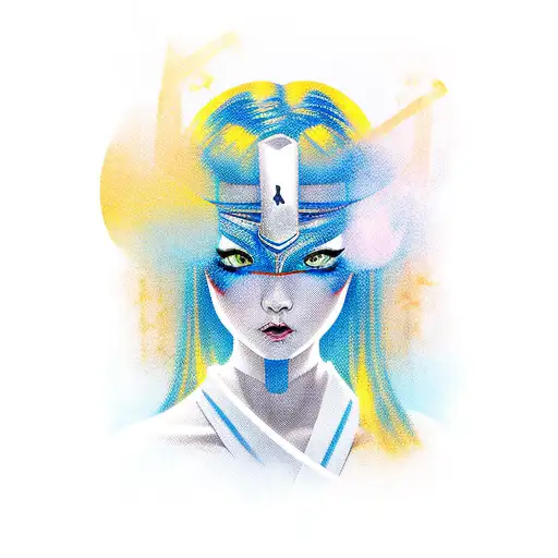 Blue Women Eyes In Katana