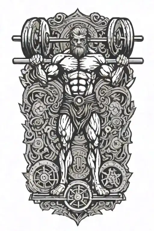 God Lifting Weights Hanging