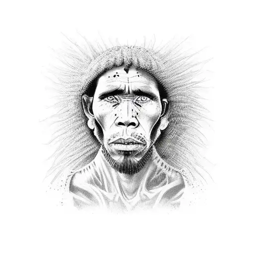 Tribal Man Hunting In A Marinjuana Feild