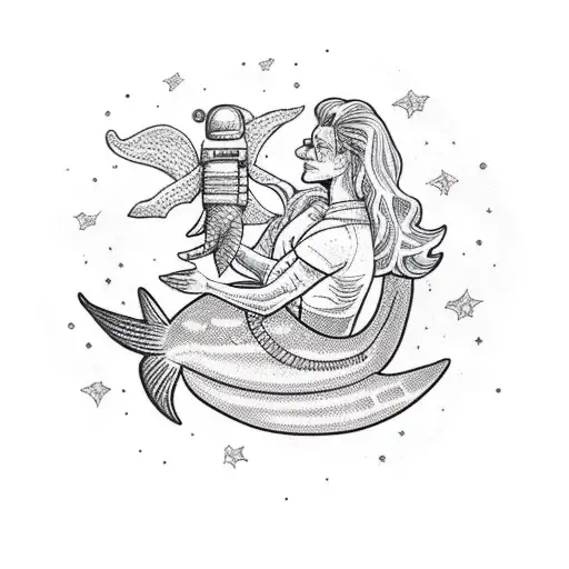 An Astronaut Carrying A Mermaid