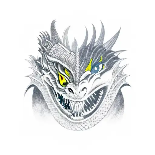 A Fierce Dragon Battling A Monstrous Ogre In A Gang-themed Setting