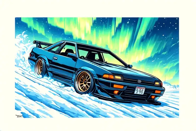 Toyota Treeno Ae86 Initial Drift Under The Northern Lights
