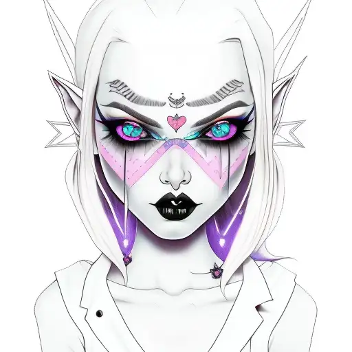 Goth Girl Elf Ears Blue Hair