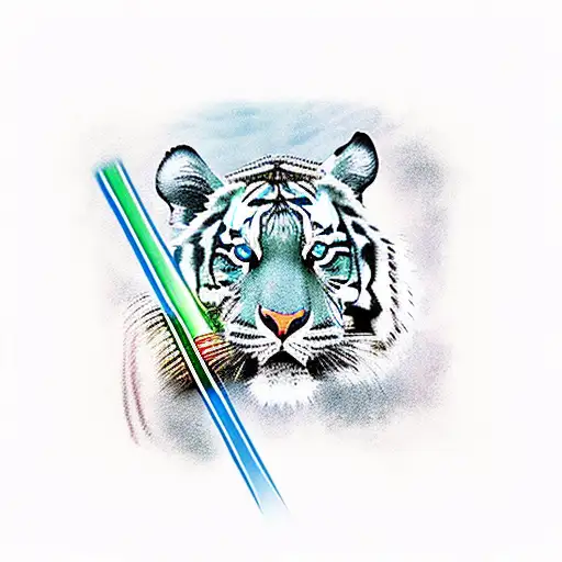 Tiger Holding Light Saber