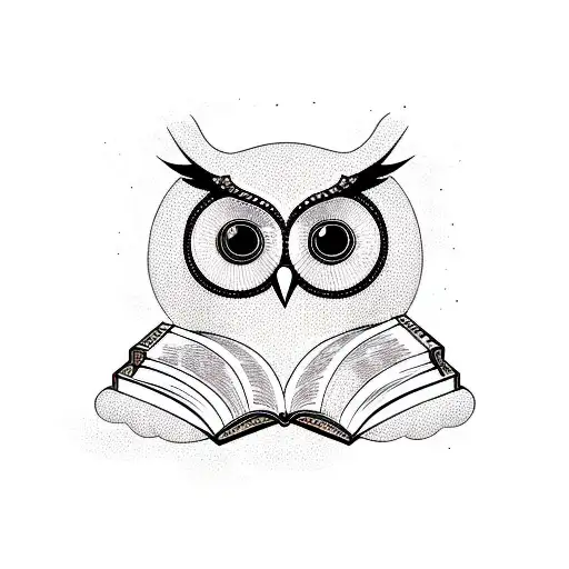 Owl With Books And Atenea