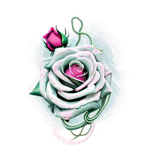 Snake Wraped Around Rose