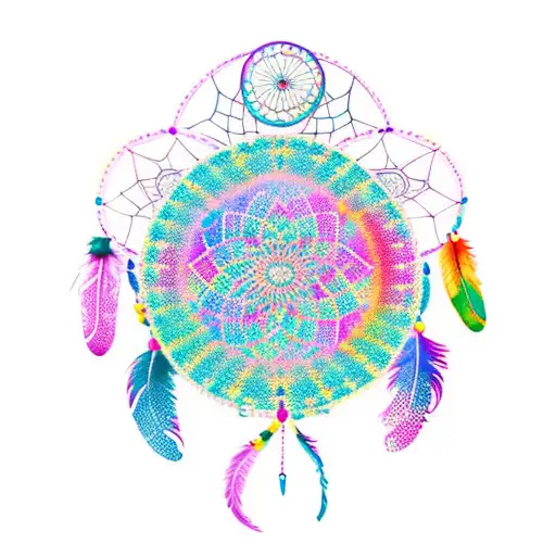 A Vibrant Dreamcatcher With Colorful Feathers And The Word 'Love' Incorporated Into The Design