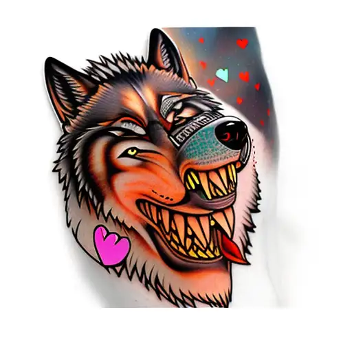 A Wolf With A Heart In Its Mouth