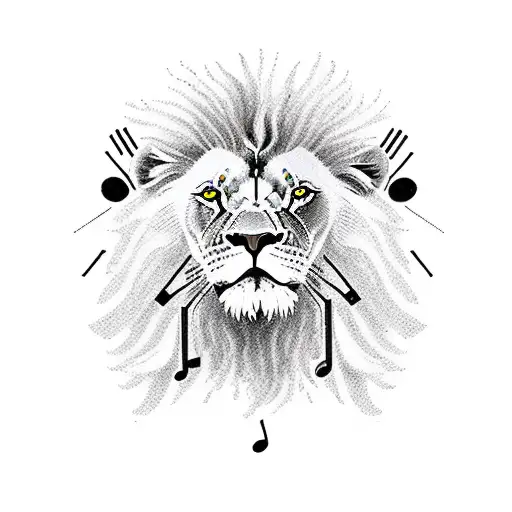 A Lion Playing A Grand Piano With A Trail Of Musical Notes Flowing From The Keys