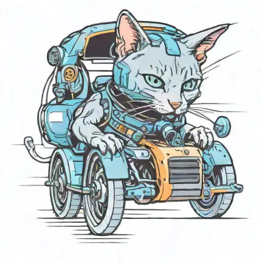 A Russian Blue Cat Wearing Headphones And Driving A Futuristic Xr8 Car