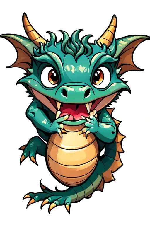 Baby Dragon Chewing Gemini Symbol