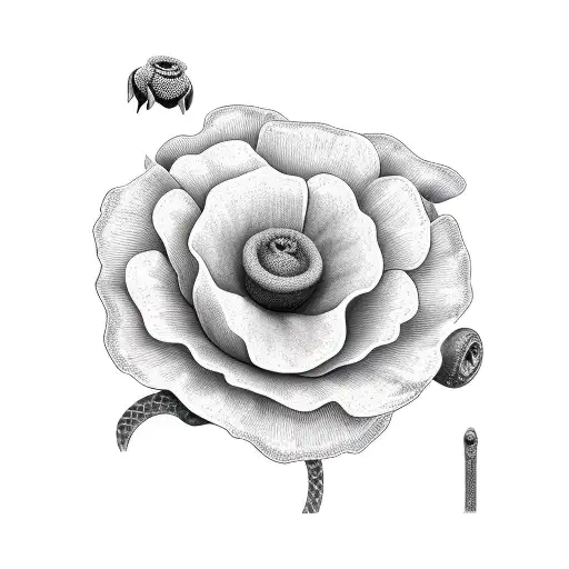 Snake And Poppy Flower