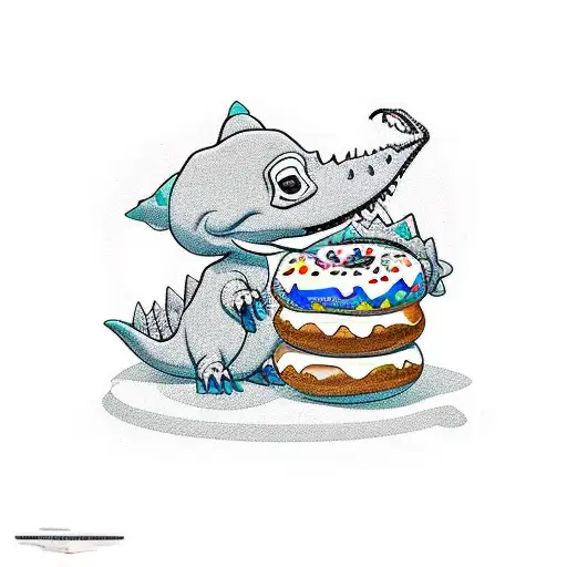 Baby Dino Eating A 45 Lb Bumperplate That Is A Donut