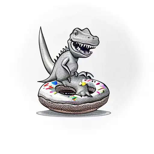 Baby Dino Eating A 45 Lb Weight Plate That Is A Donut