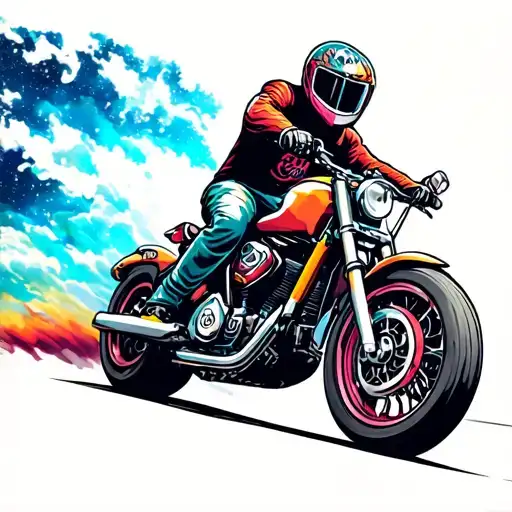 Motorcycle At Speed And Color Galaxy