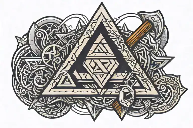Valknut Symbol And Axe Rip Brother