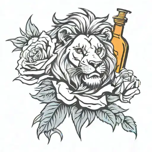 Lion Head Roses Bottle