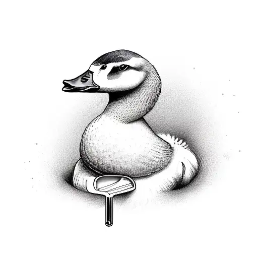 Cartoon Goose Holding Miller Blade