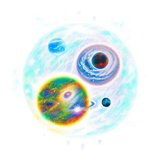 Galaxy With Three Planets And A Sun