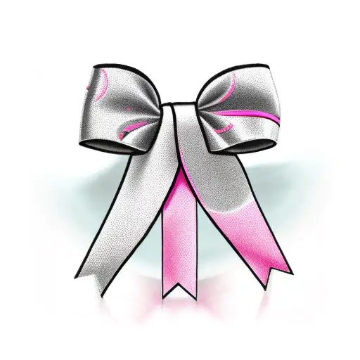 Pink Ribbon Bow With Black Spade