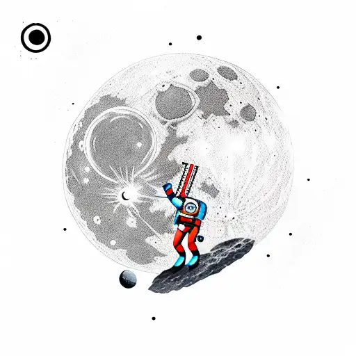 A Man In Space Floating In His Suit On The Moon