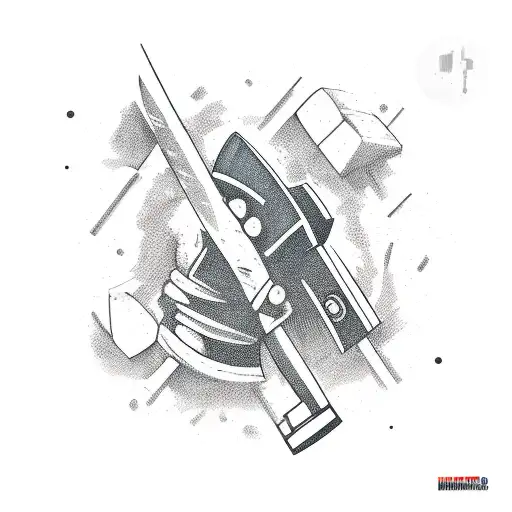 A Carpenter Wielding A Hammer Surrounded By Gaming Icons In A New-school Style