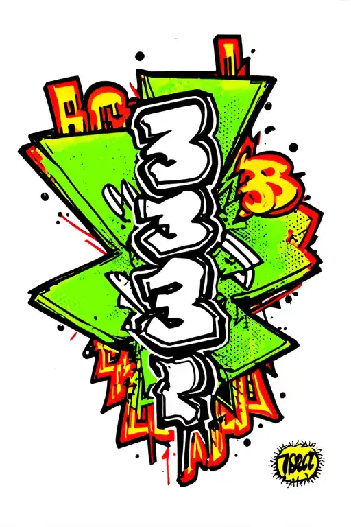 333 Vertical In Red Ink And Urban Graffiti Comic Book Font And Vibes Outer Forearm Add On Tat