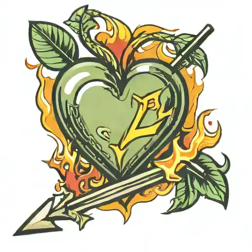 Burning Heart Pierced With Arrow