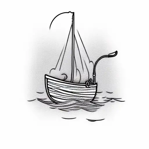 A Small Simple Boat With The Word 'Mrj' On It