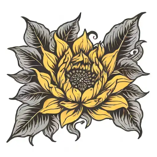 Sunflower Blooming Lotus Flower