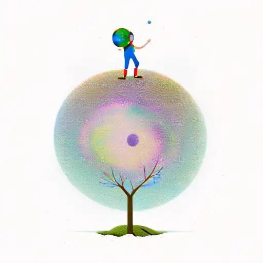 Boy With A Tree And Planets Above