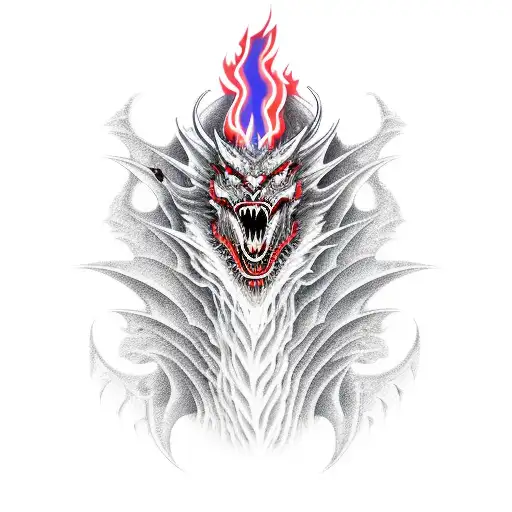 Satanic Dragon Engulfed In Flames