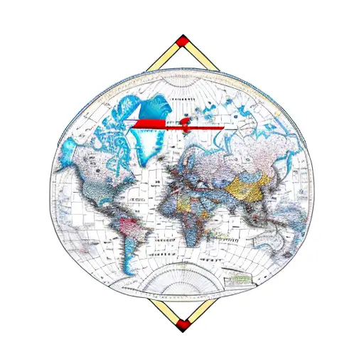 A Guitar And A World Map Intertwined Together