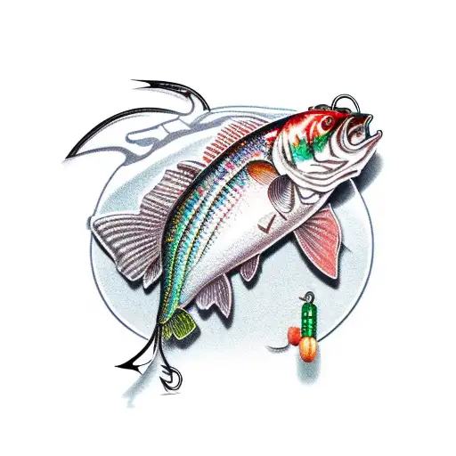 An Intricate Fishing Lure With A Hunting Rifle Crossed Behind It