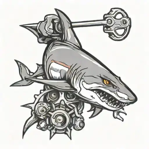 Shark Biting Down On A Wrench