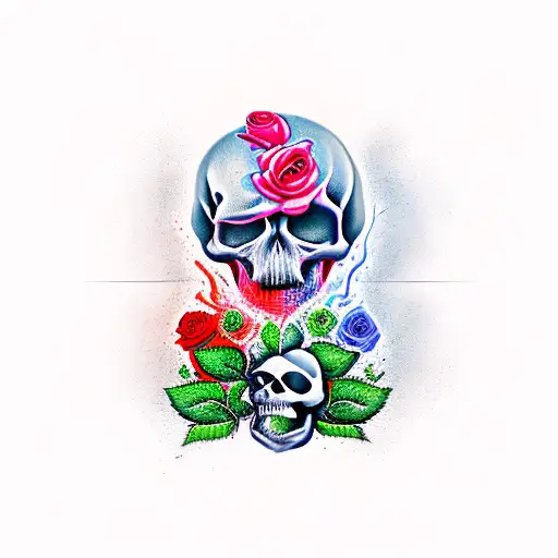 Burning Rose With Burning Skull Hand