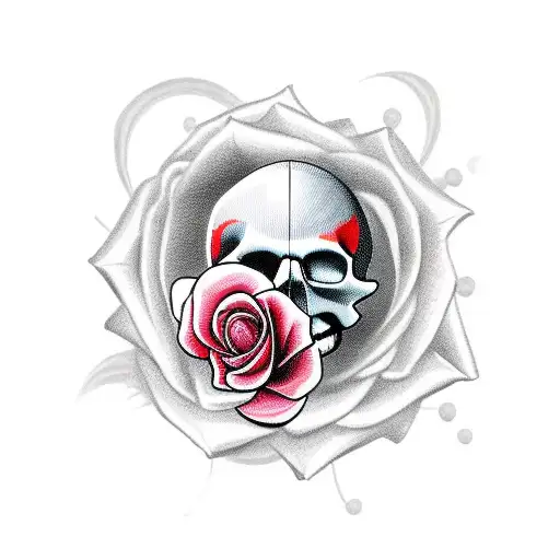 Ganster Skull With Rose And Baseball Hat