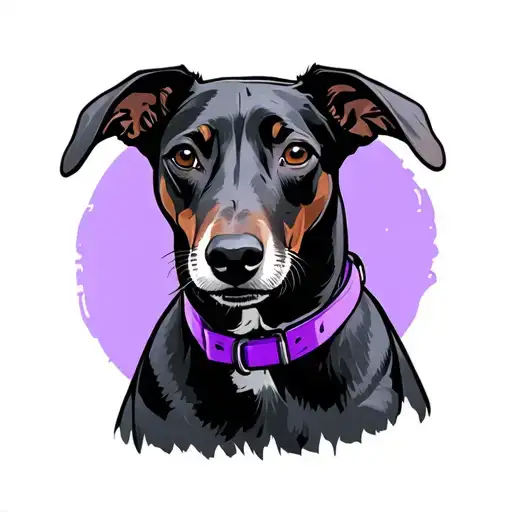 Black Whippet With Purple Collar