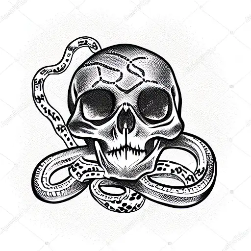 Skull With Snake