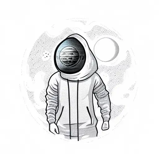 Man In Hoodie Laying On The Moon