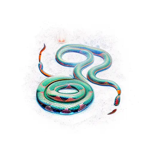 Fire Snake Wrapped Around Libra Scales