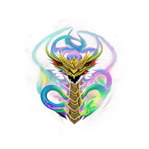 Black Gold Dragon With Samuri