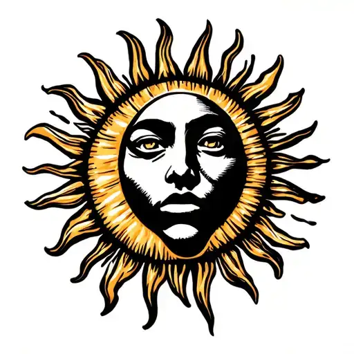 Sun Tattoo Without Face
