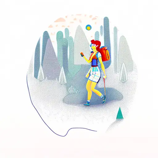 A Sim Character Hiking Through A Mystical Forest