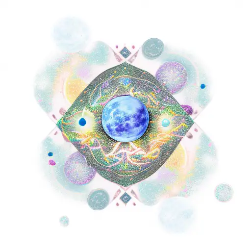 A Crystal-infused Moon Surrounded By Stars